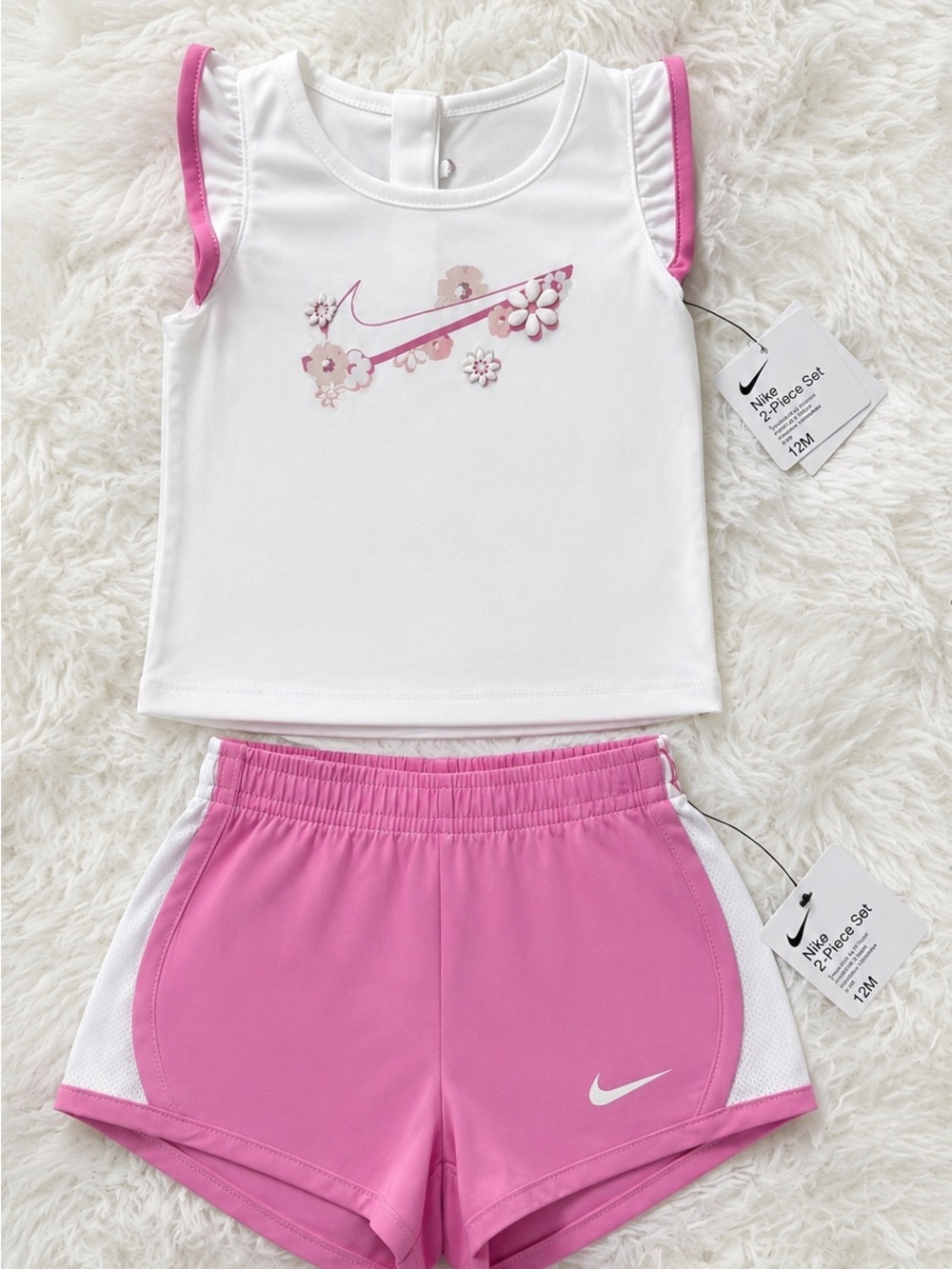 Nike Toddler Girls White & Pink Floral Swoosh Set